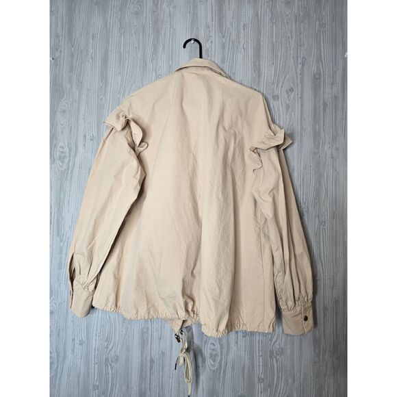 Mazik Ruffle Front Blouse Small Neutral Beige Button Down Old Money Cottage Top - Picture 11 of 11